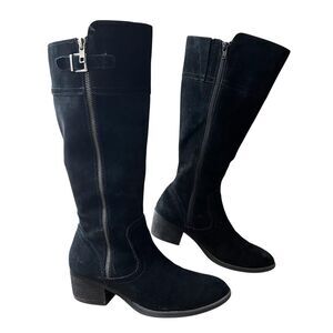 B.o.c Boots Women's Size 7.5 Black Suede Knee High Zip Buckle Riding Equestrian